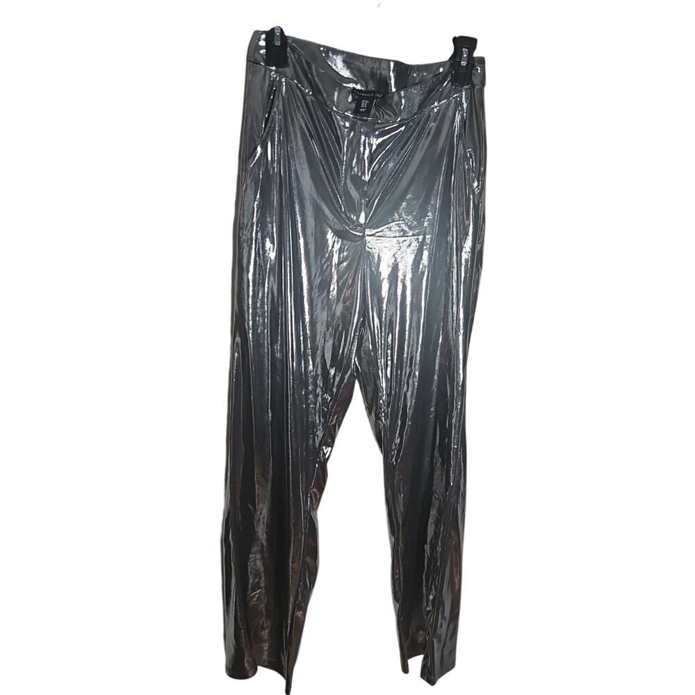 Sincerely Jules Woman's Silver Lame Pant NWT SZ MEDIUM Shine Metallic Festival